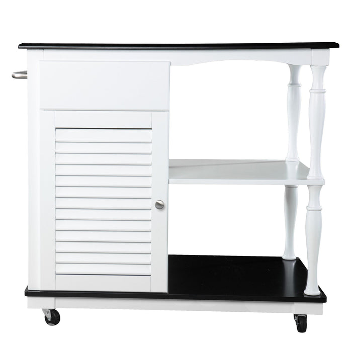 39" Rolling Kitchen Island With Storage - Black / White