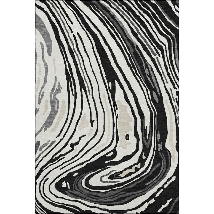 10' X 14' Abstract Washable Area Rug With UV Protection (682403) - Black / Ivory / Gray
