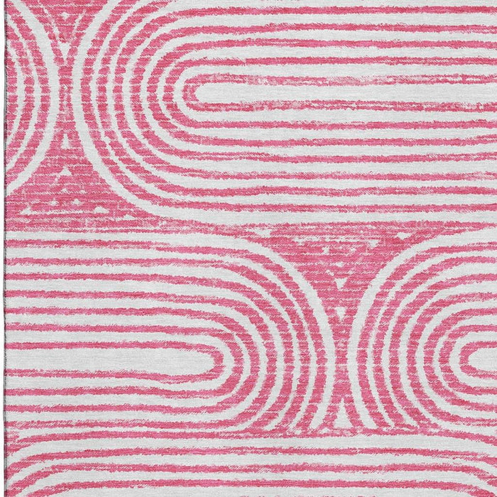 10' X 14' Geometric Distressed Washable Area Rug With UV Protection (648238) - Blush / Ivory