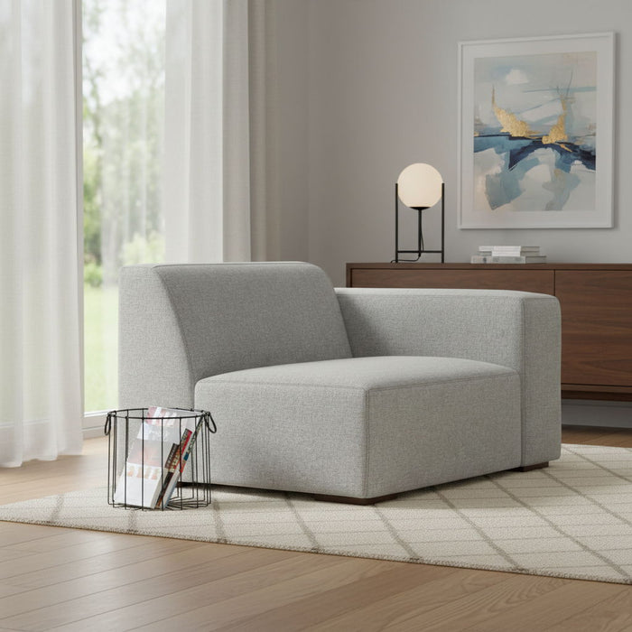Modern Modular Fabric Sofa With Brown Legs - Gray