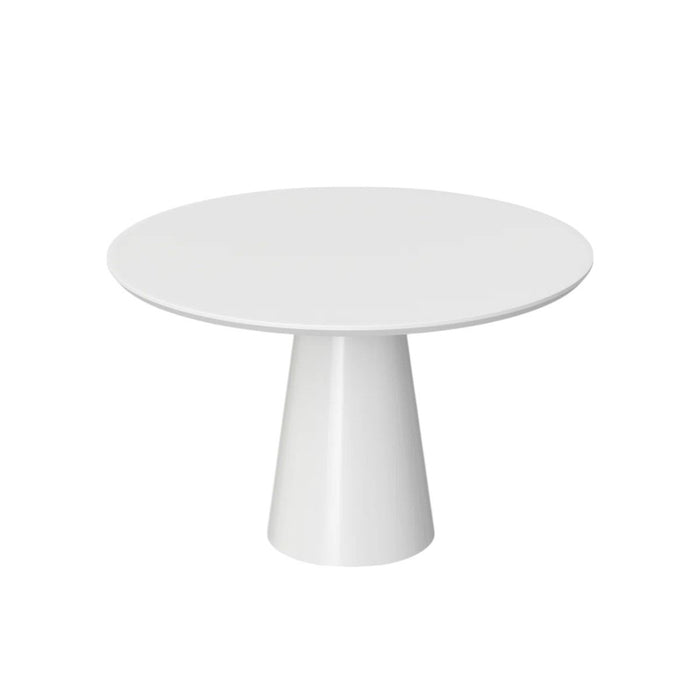 36" Metal Pedestal Base Round Top Dining Table - White