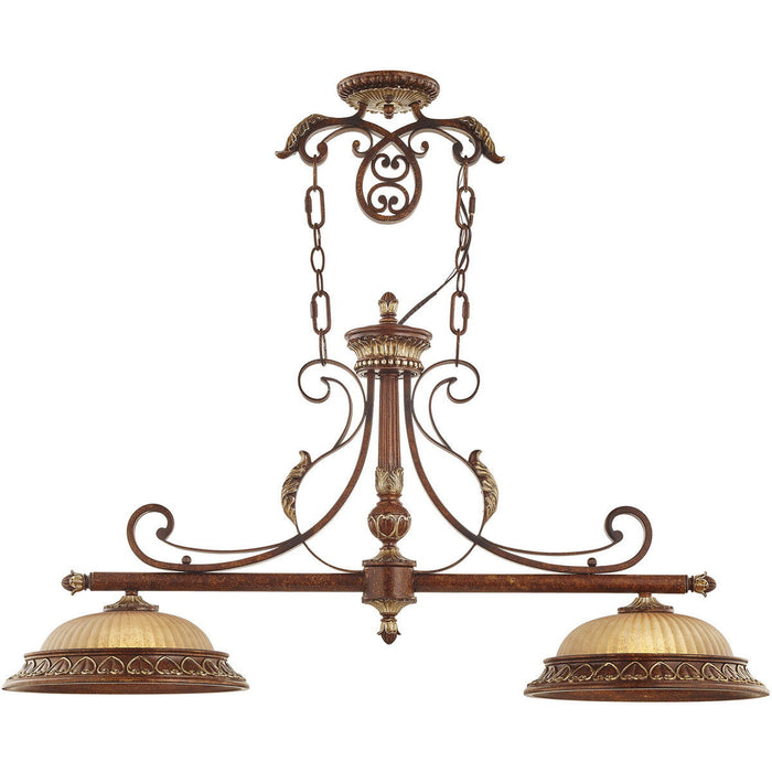 Two Light Metal Dimmable Chandelier With Shades - Bronze