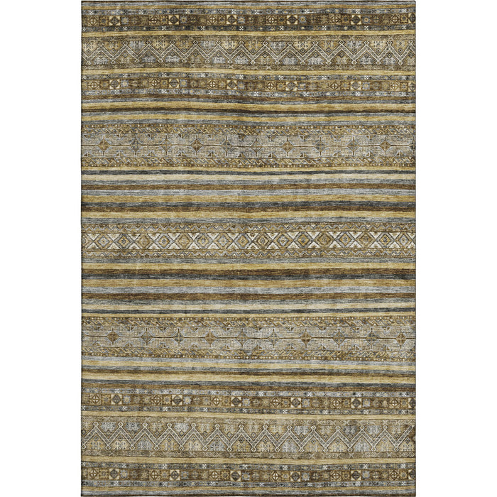 10' X 14' Striped Washable Area Rug With UV Protection (696170) - Brown / Beige / Gray