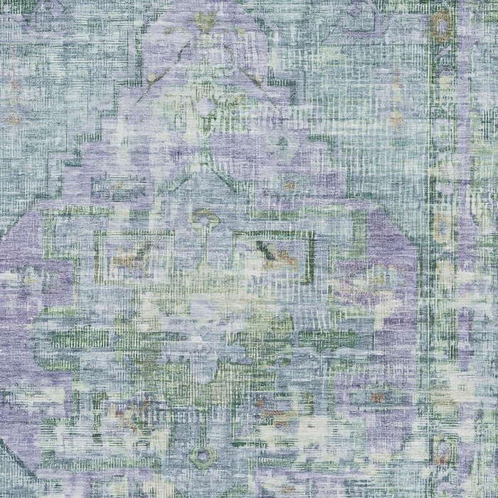 10' X 14' Oriental Washable Area Rug With UV Protection (699436) - Teal / Lavender / Green