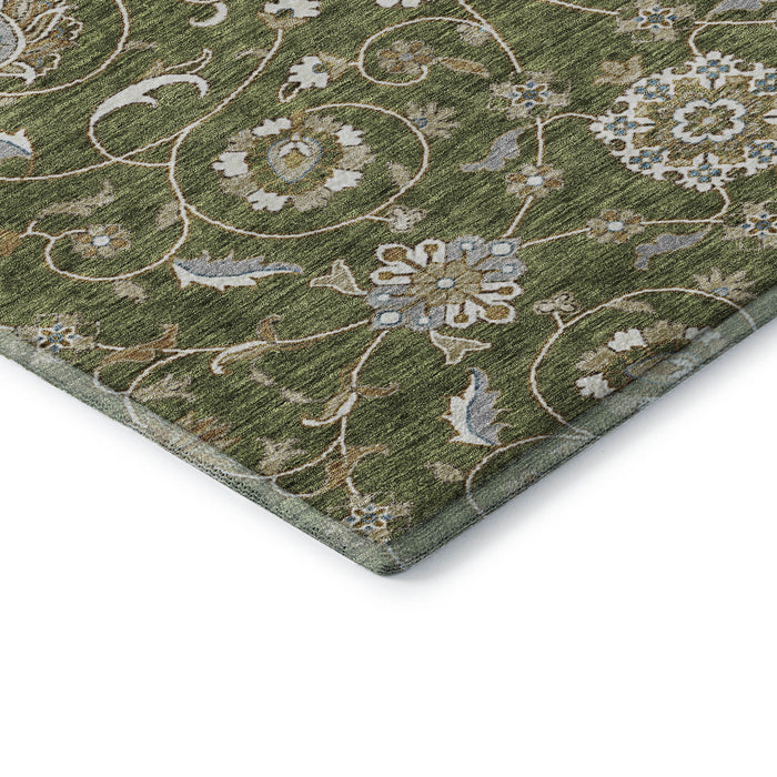 10' X 14' Moroccan Washable Area Rug With UV Protection (686825) - Olive Green / Gray / Beige
