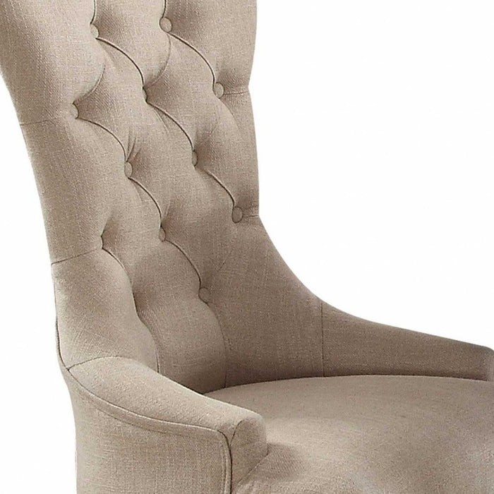 Linen Tufted Parsons Chair (Set of 2) - Beige And Brown