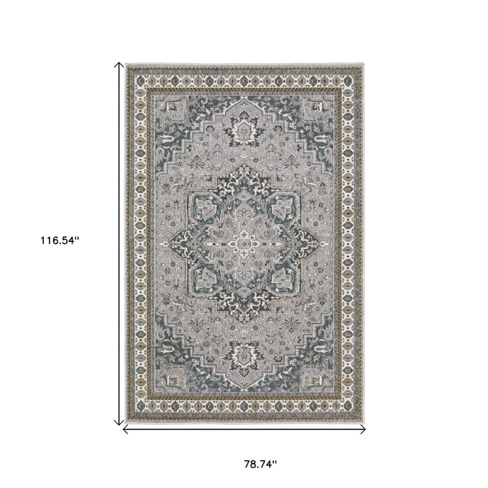7' X 10' Medallion Area Rug - Brown And Blue