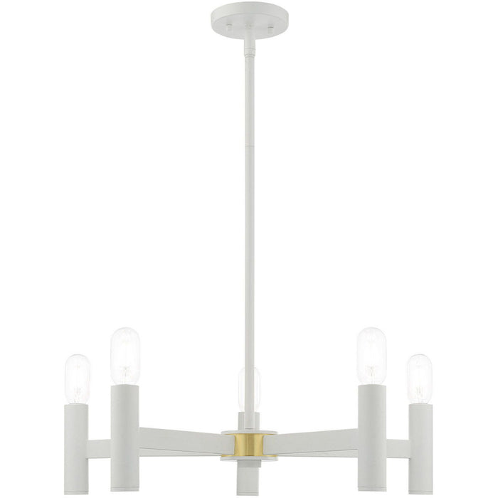19'' Five Light Dimmable Chandelier With Shades - White