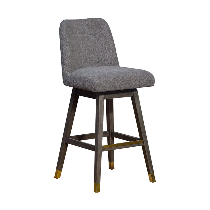Upholstered And Solid Wood Swivel Bar Height Bar Chair - Gray