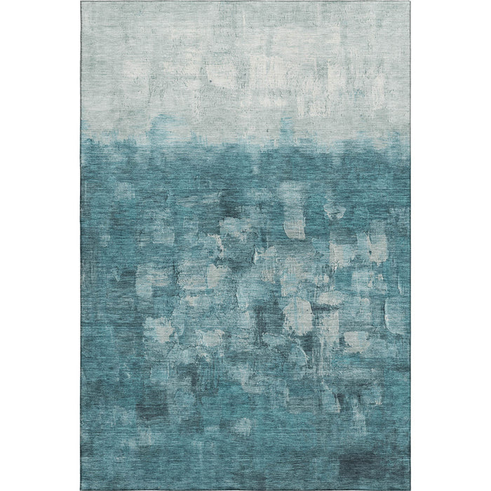 10' X 14' Abstract Washable Area Rug With UV Protection (718484) - Teal / Ivory
