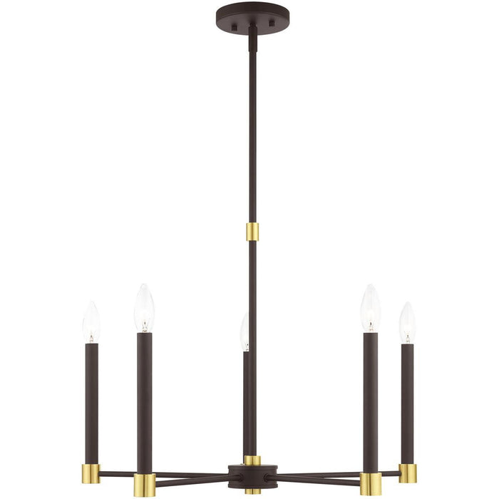 20'' Five-Light Dimmable Chandelier With Shades - Bronze