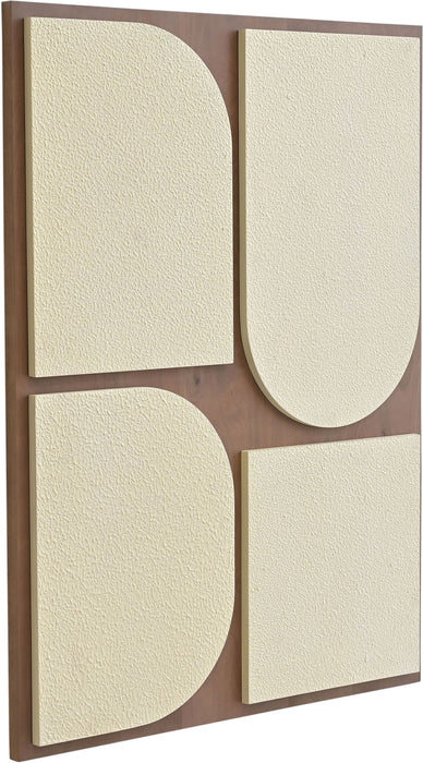 Mango wood wall decor by Meridian Furniture featuring two-piece wall art with natural wood grain and modern design.