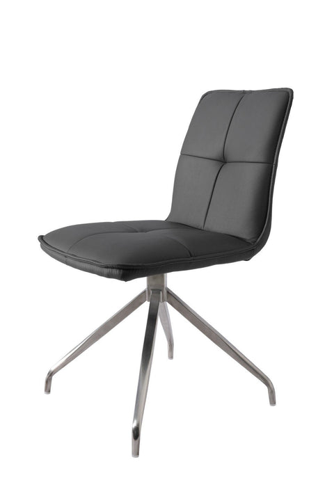 Upholstered Faux Leather Dining Side Chairs (Set of 2) - Silver / Gray
