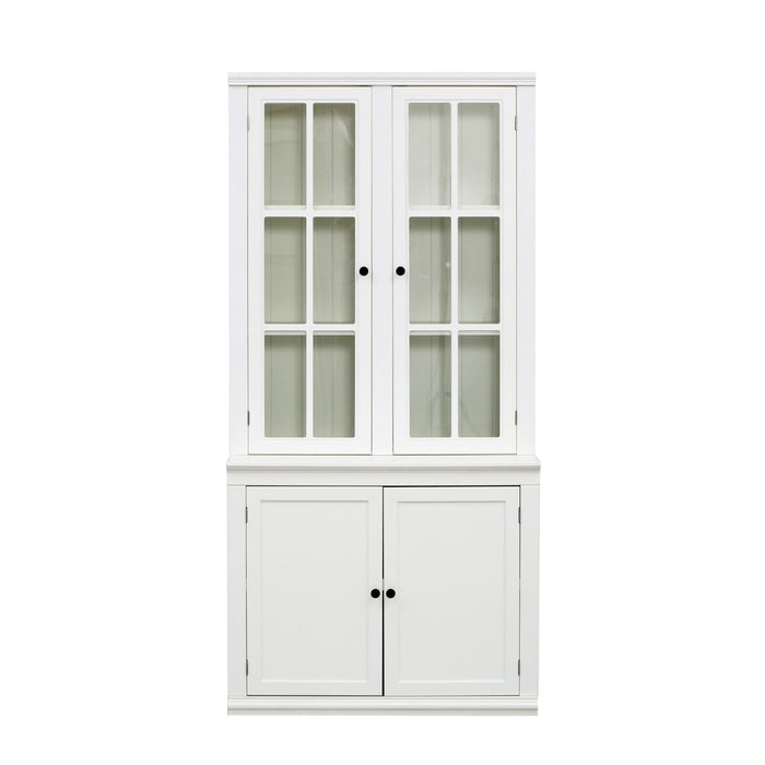 Giga retro style hutch cabinet with glass door, China cabinet for home storage and display, featuring vintage wooden design