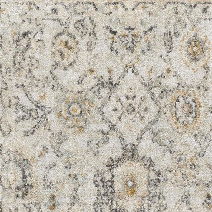 6' Floral Worn Faded Runner Rug (573491) - Gray