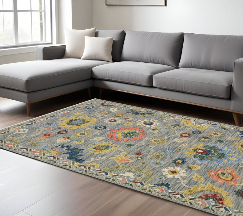 8' X 11' Traditional Oriental Area Rug With Fringe - Gray