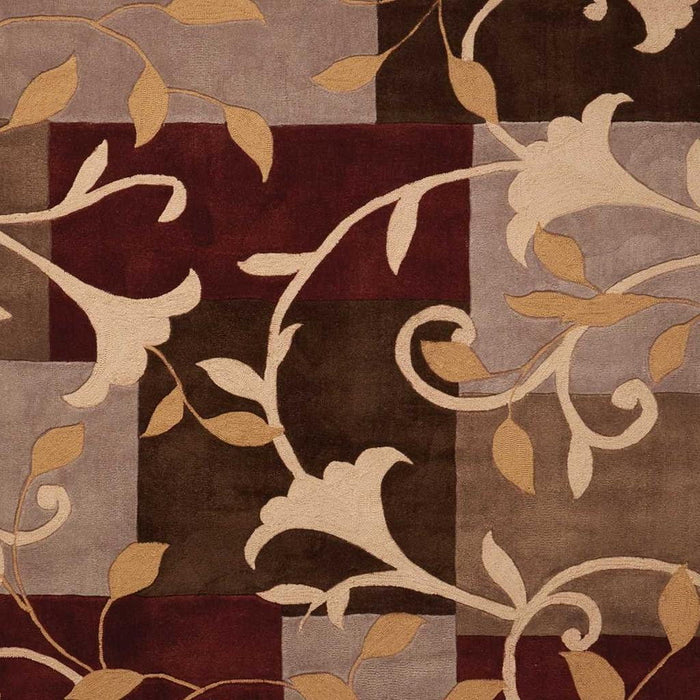 7' X 9' Floral Handmade Area Rug (556027) - Brown