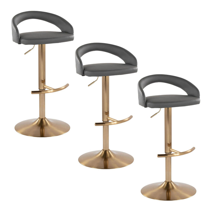 Grotto - Upholstered Adjustable Barstool - Gold Metal Base