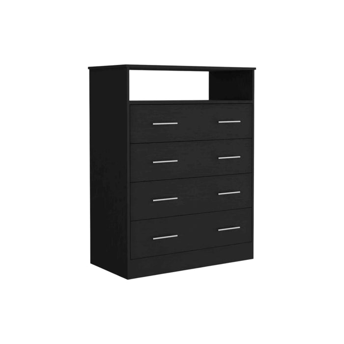 Wood Four Drawer Dresser - Black