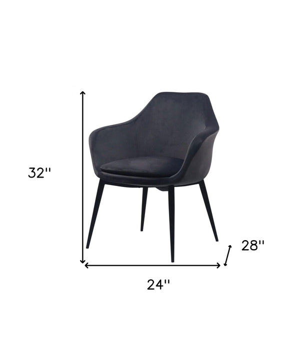 Upholstered Velvet Dining Room Arm Chair - Gray