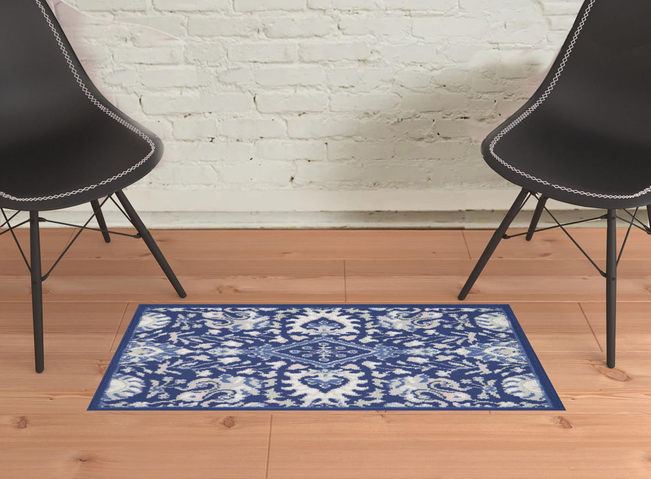 2' X 3' Floral Area Rug (556176) - Blue