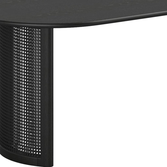 79'' Solid Wood Double Pedestal Base Oval Dining Table - Black