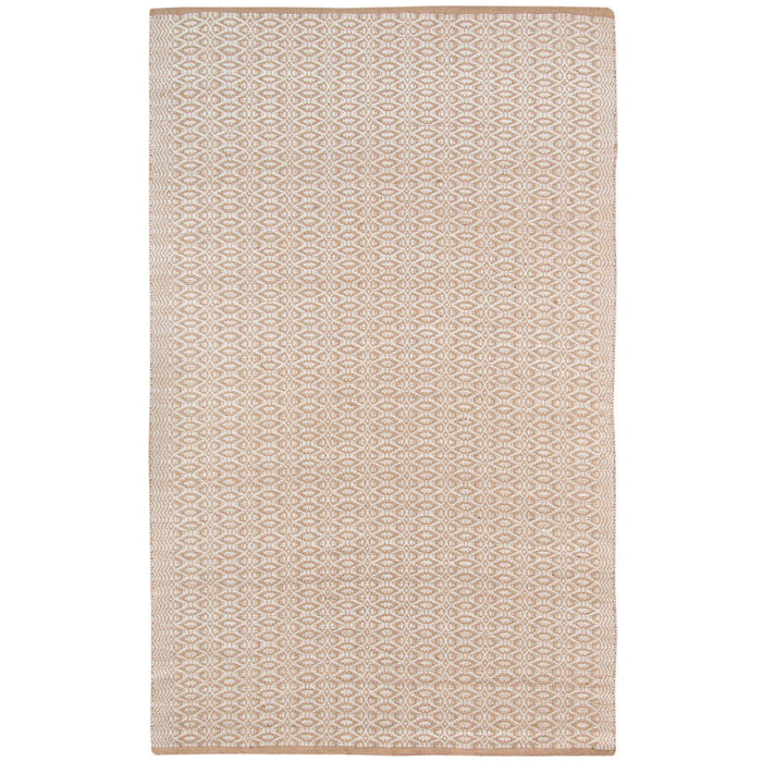 8' x 10' Geometric Flatweave Handmade Area Rug - White And Tan