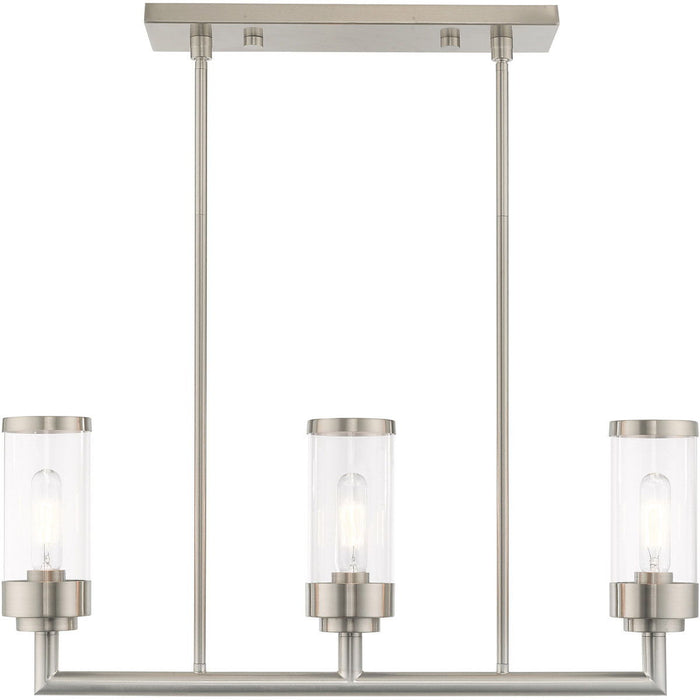 21'' Three Light Dimmable Chandelier With Shades - Nickel