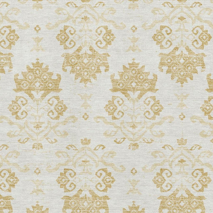 8' X 10' Medallion Washable Area Rug With UV Protection - Gold And Beige