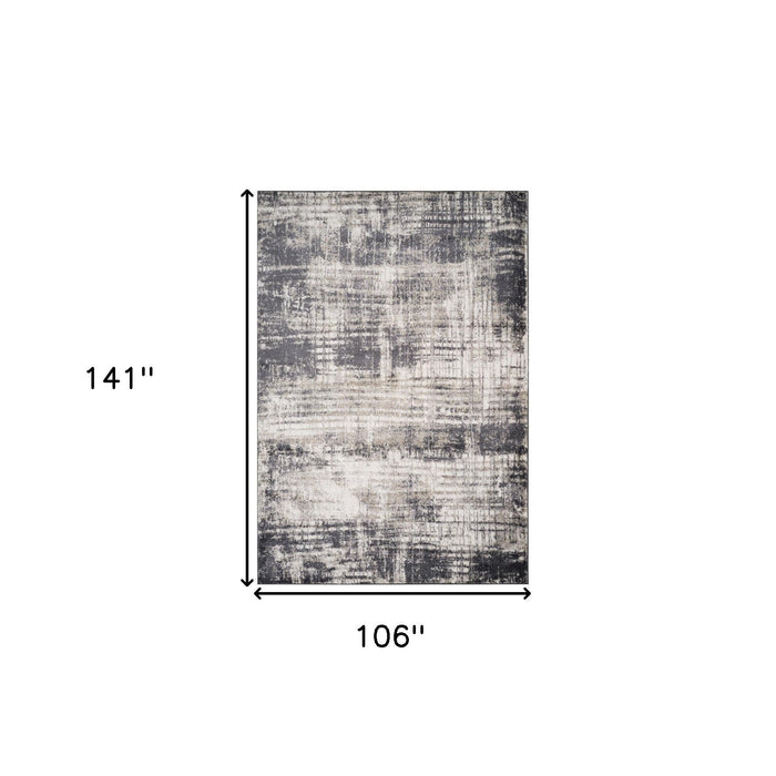 9' X 12' Abstract Area Rug - Gray And Ivory