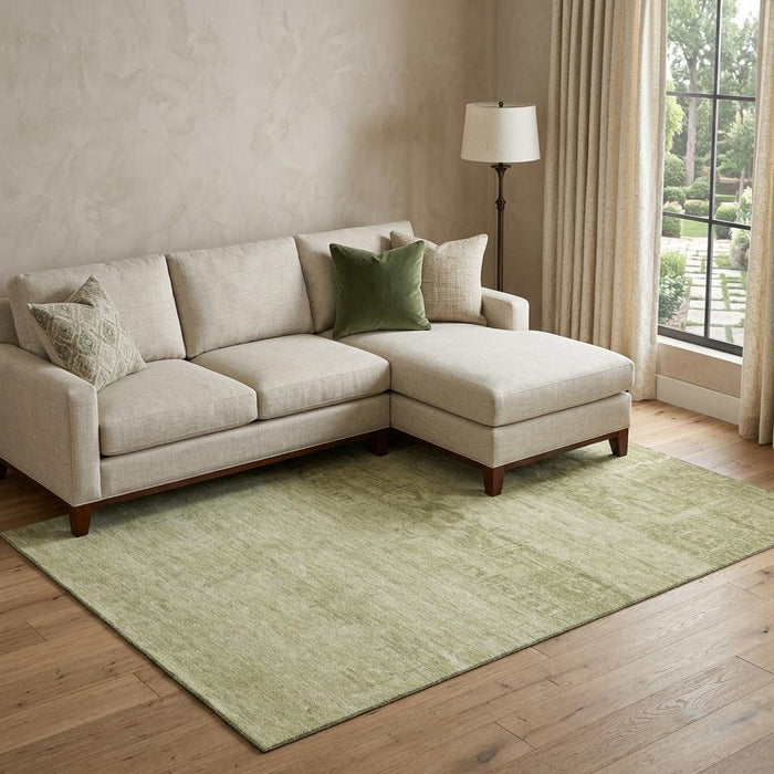 10' X 14' Oriental Washable Area Rug With UV Protection (695924) - Artichoke Green / Beige