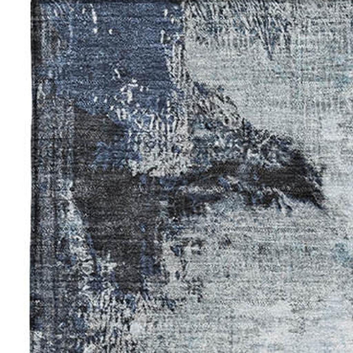 10' X 14' Abstract Washable Area Rug With UV Protection (699682) - Blue / Ivory / Gray