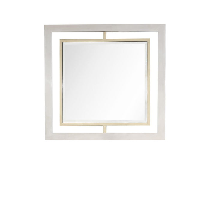 32" Square Steel Framed Accent Mirror - Gold