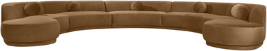 Meridian Furniture Avra velvet upholstered sectional sofa in a spacious stationary design, featuring plush cushions and modern style.
