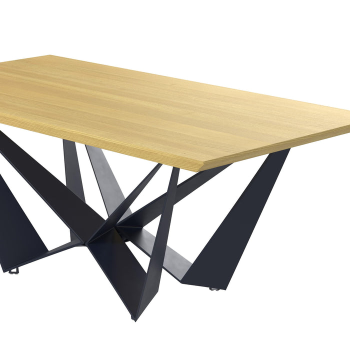 79" Wood And Metal Trestle Base Dining Table - Yellow