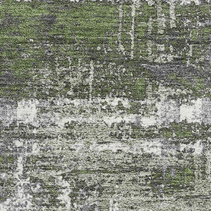 10' X 14' Geometric Washable Area Rug With UV Protection (709726) - Olive Green / Ivory / Gray