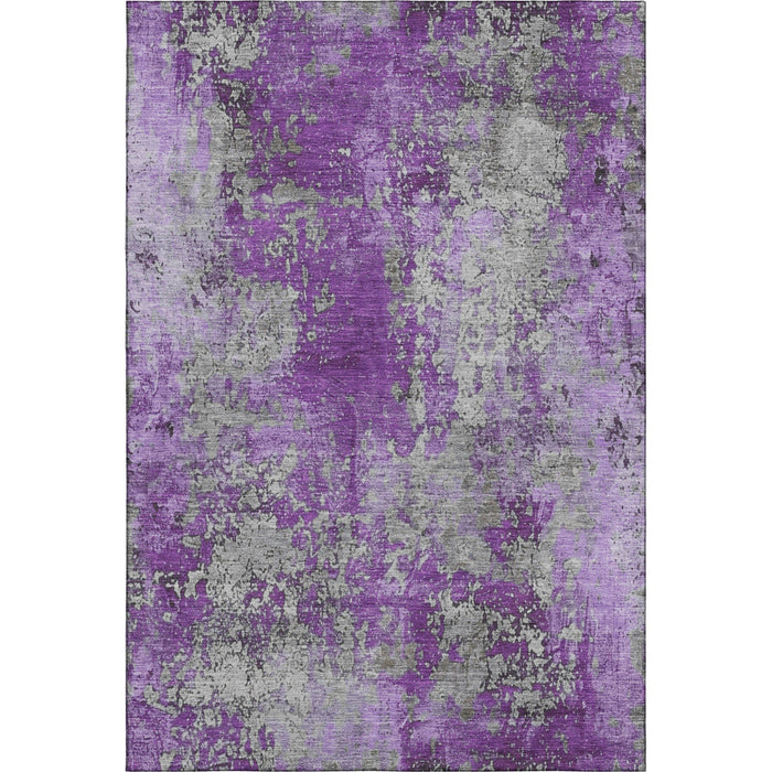 10' X 14' Abstract Washable Area Rug With UV Protection (701473) - Purple / Gray