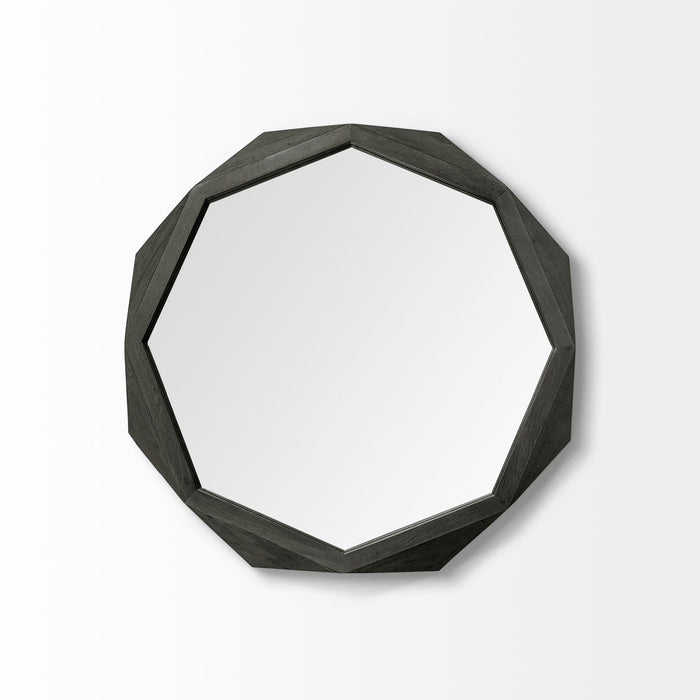 32" Octagon Frame Wall Mirror - Black