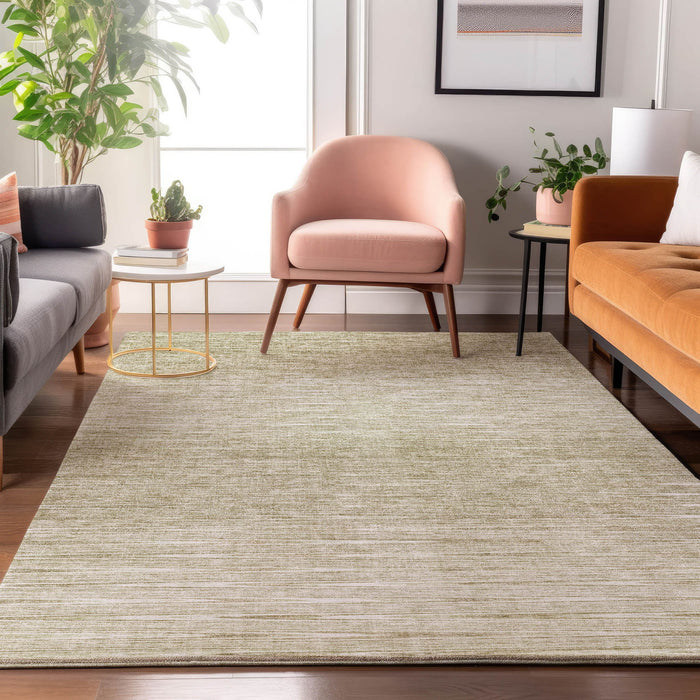 9' X 12' Abstract Washable Area Rug With UV Protection - Khaki And Beige