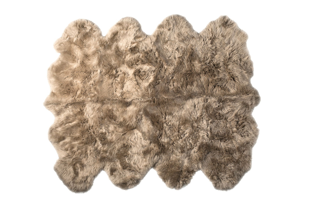 6' x 6' Wool Sheepskin Handmade Area Rug - Taupe