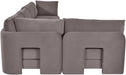 Meridian Furniture Hammond velvet upholstered 5-piece L-shaped sectional sofa with plush cushions and modern design.