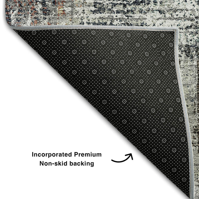 10' X 14' Abstract Washable Area Rug With UV Protection (657779) - Taupe / Copper / Beige