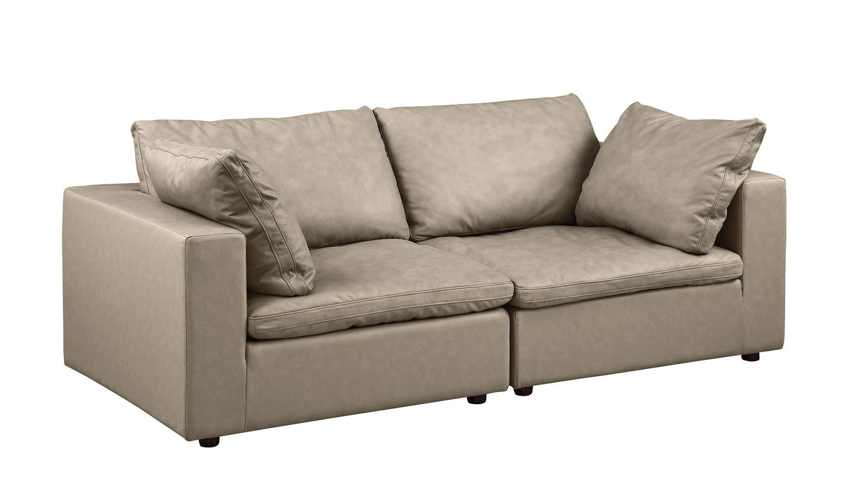 Cotton Blend Loveseat - Cream / Brown