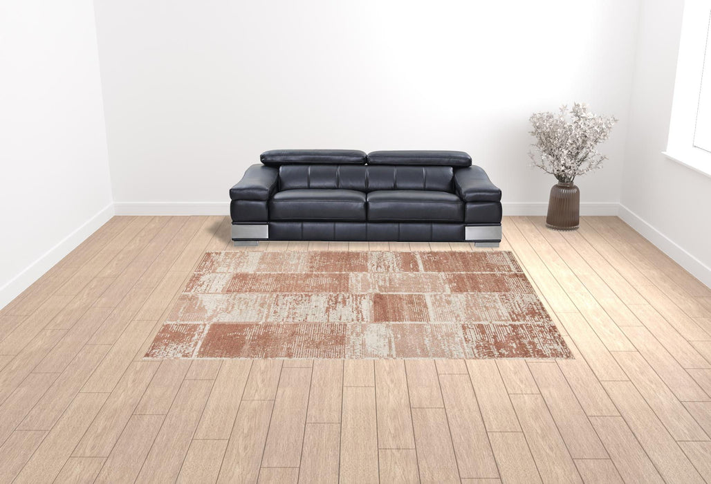 9' x 12' Geometric Power Loom Area Rug - Sand And Ivory