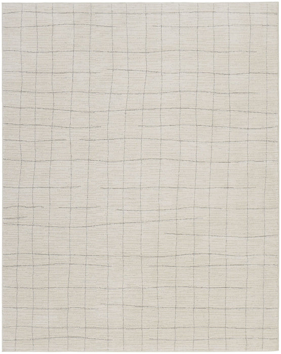8' X 10' Abstract Polypropylene Material Area Rug - Gray And Ivory