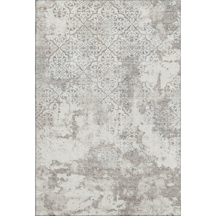 10' X 14' Abstract Washable Area Rug With UV Protection - Ivory And Gray