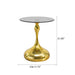 Modern minimalist Giga coffee side table with steel legs and tempered glass top, showcasing sleek and contemporary design