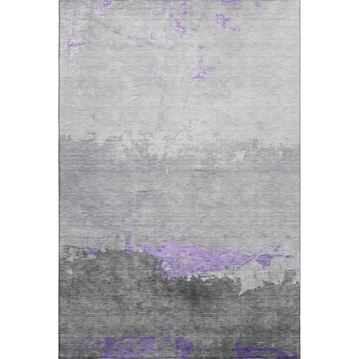 10' X 14' Abstract Washable Area Rug With UV Protection (706909) - Purple / Gray