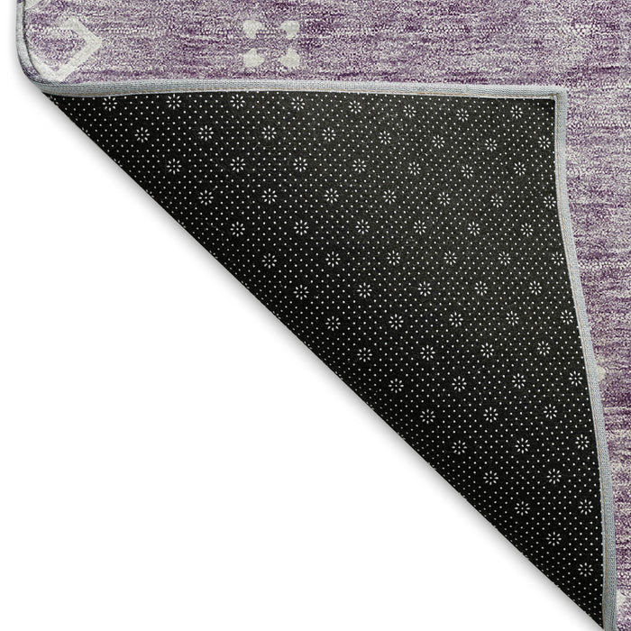 8' X 10' Medallion Washable Area Rug With UV Protection (667418) - Lavender / Ivory