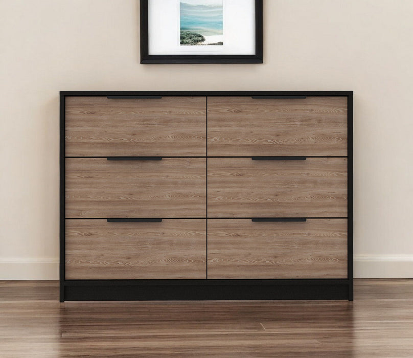 Six Drawer Double Dresser - Brown And Black